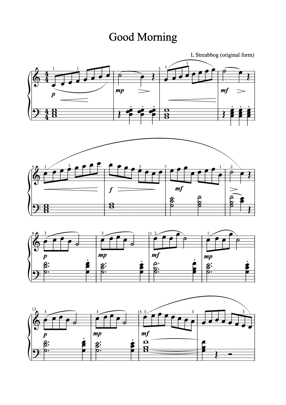 Sheet music preview for Good Morning