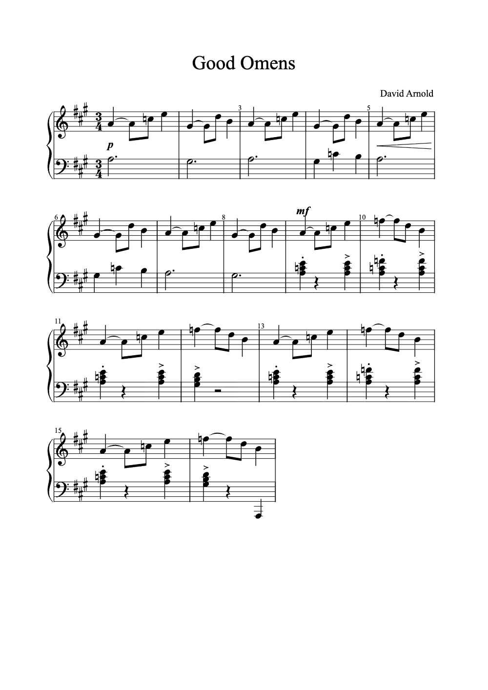 Sheet music preview for Good Omens