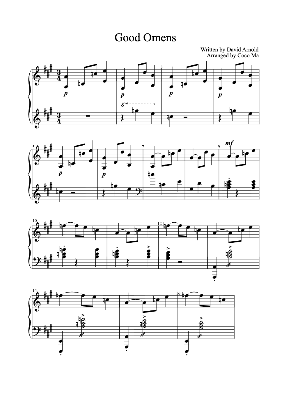 Sheet music preview for Good Omens