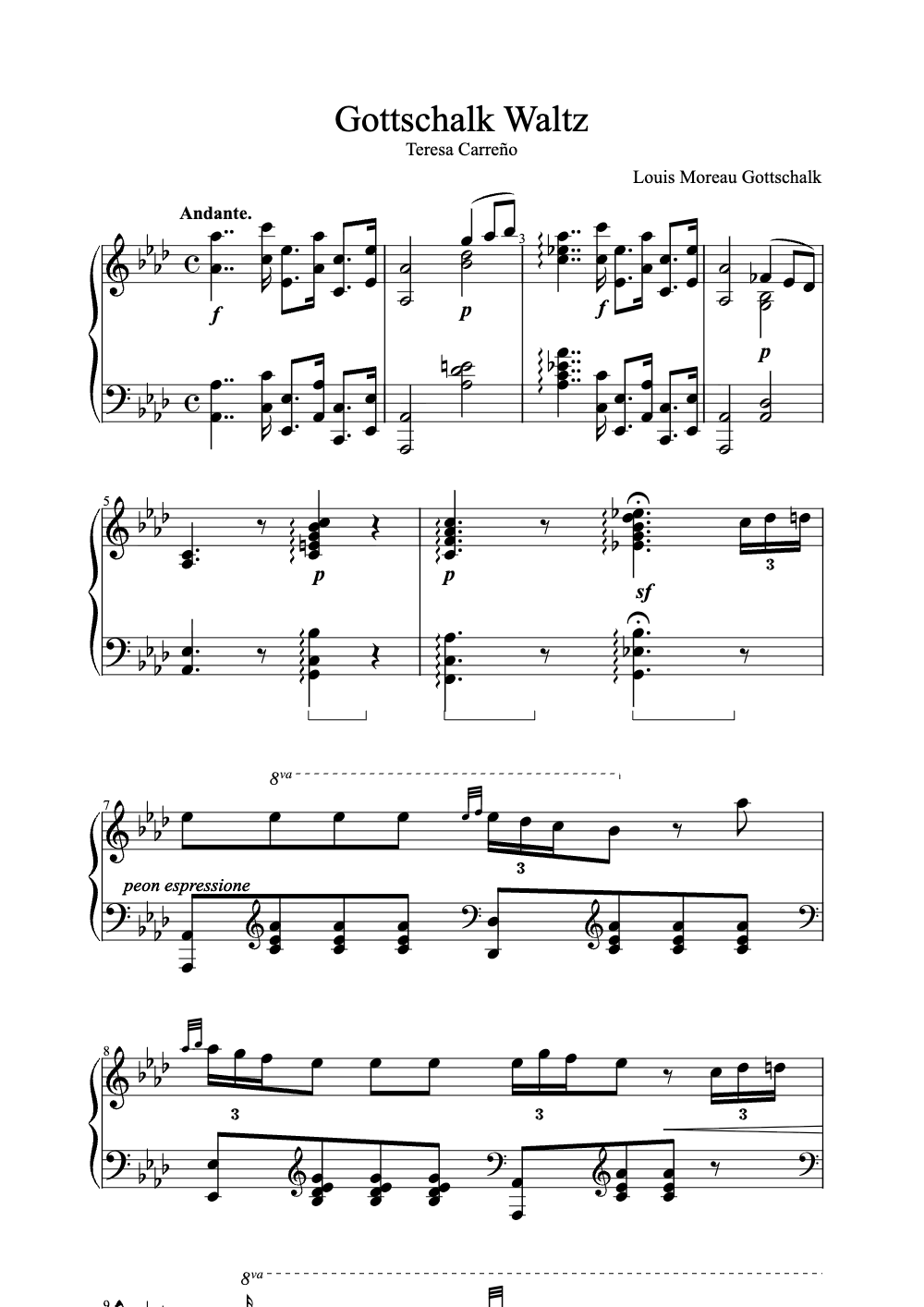 Sheet music preview for Gottschalk Waltz