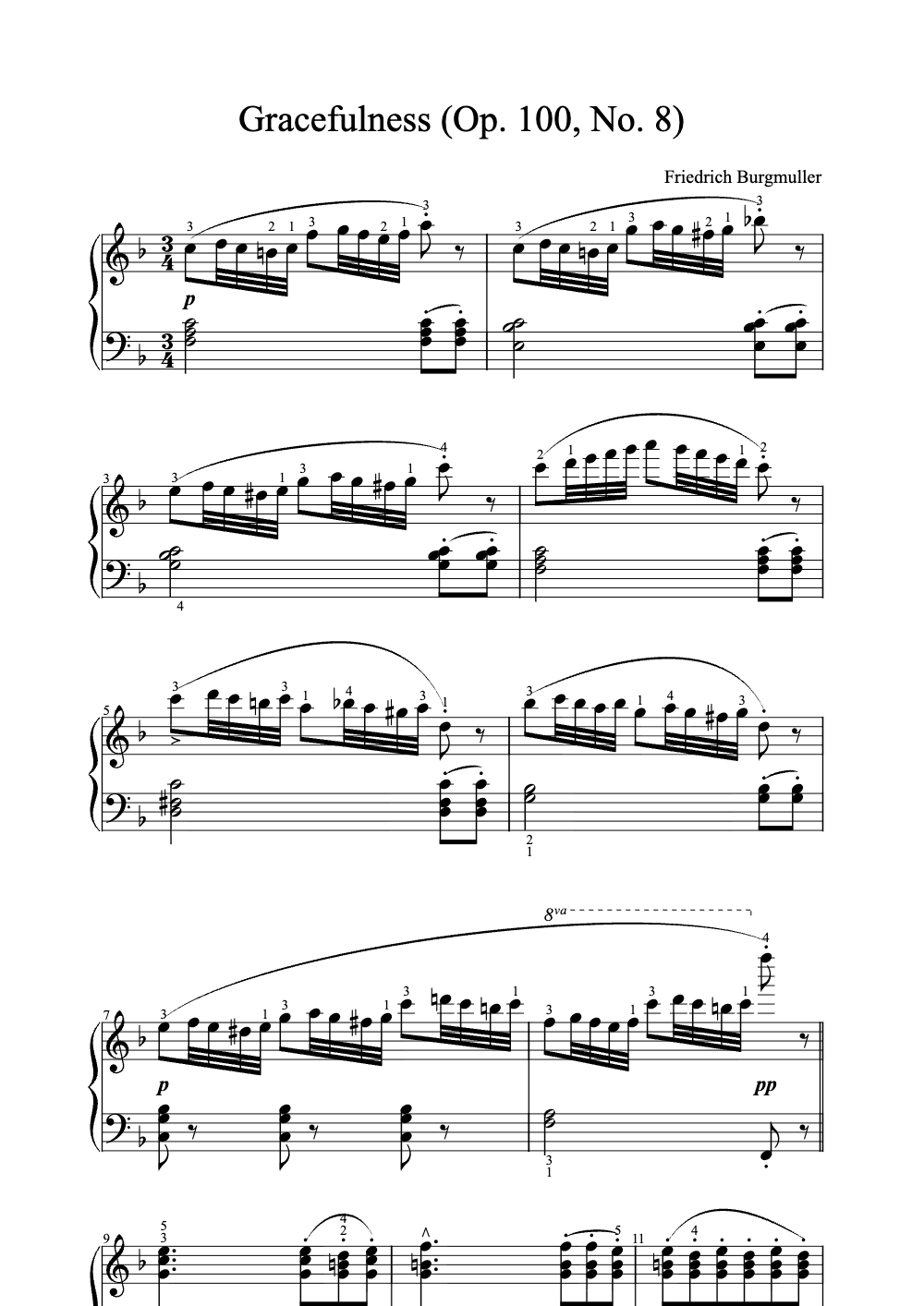 Sheet music preview for Gracefulness