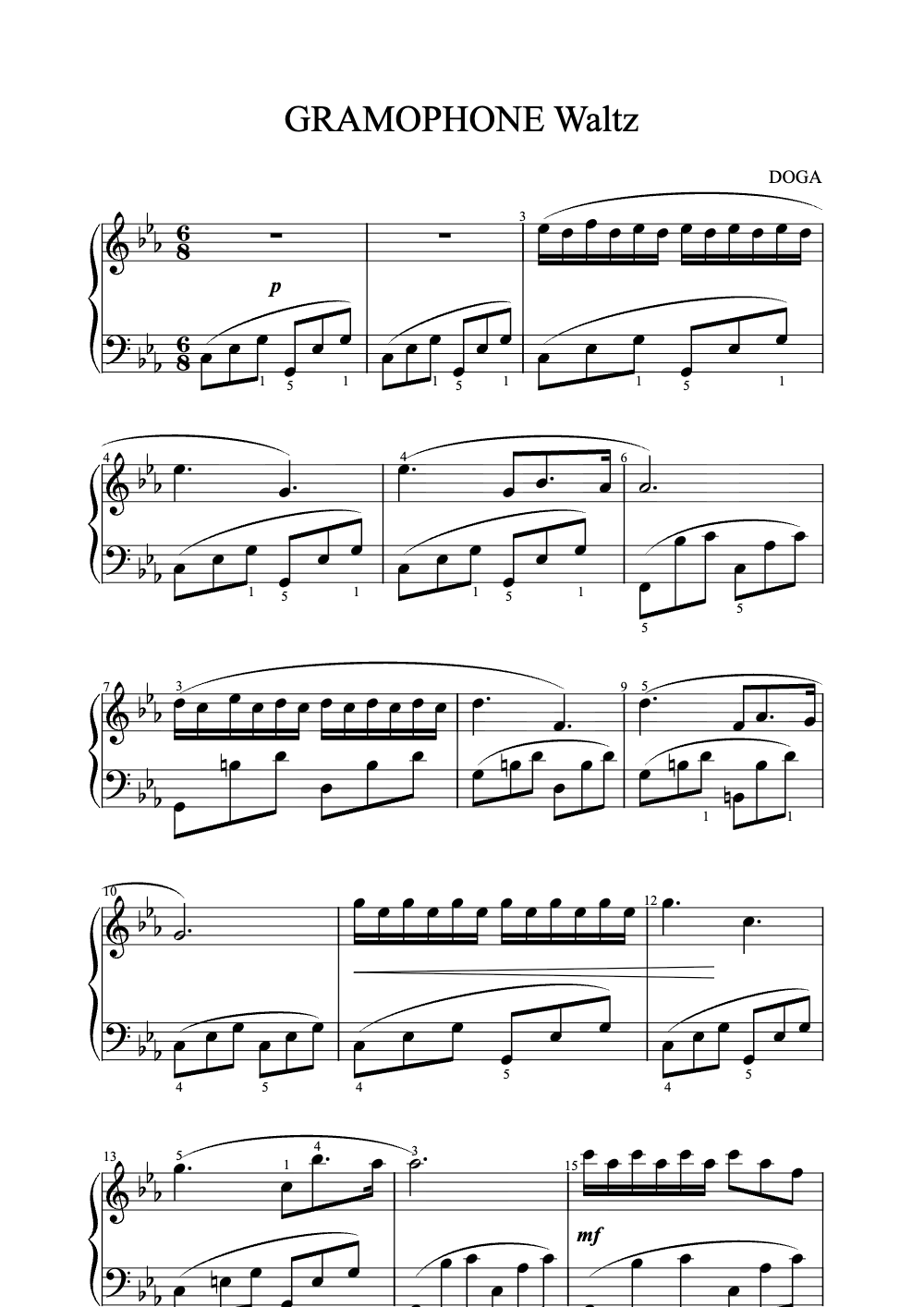 Sheet music preview for Gramophone Waltz