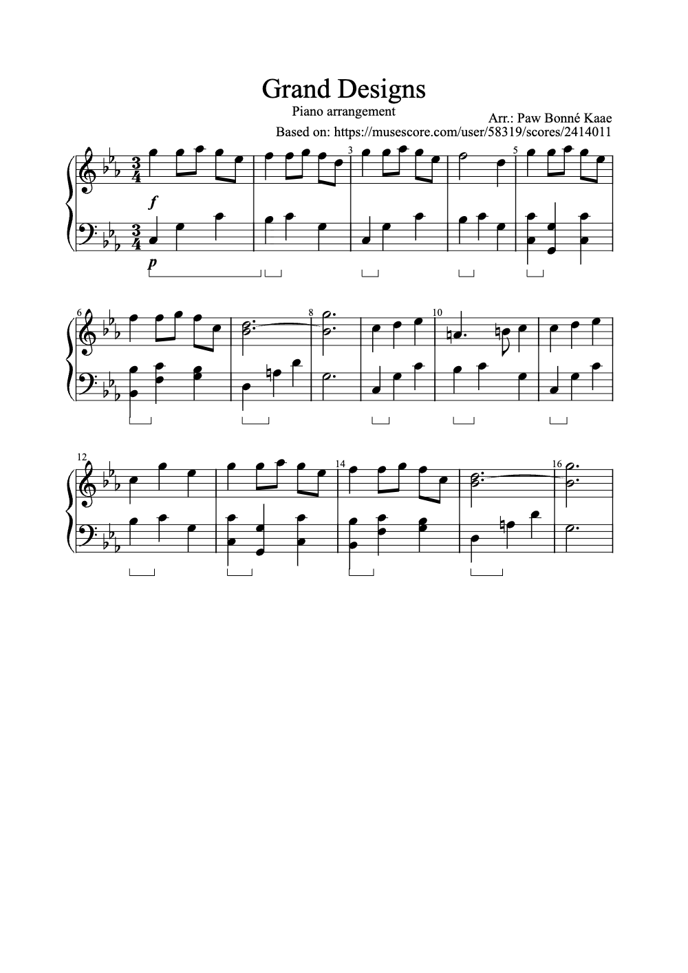 Sheet music preview for Grand Designs