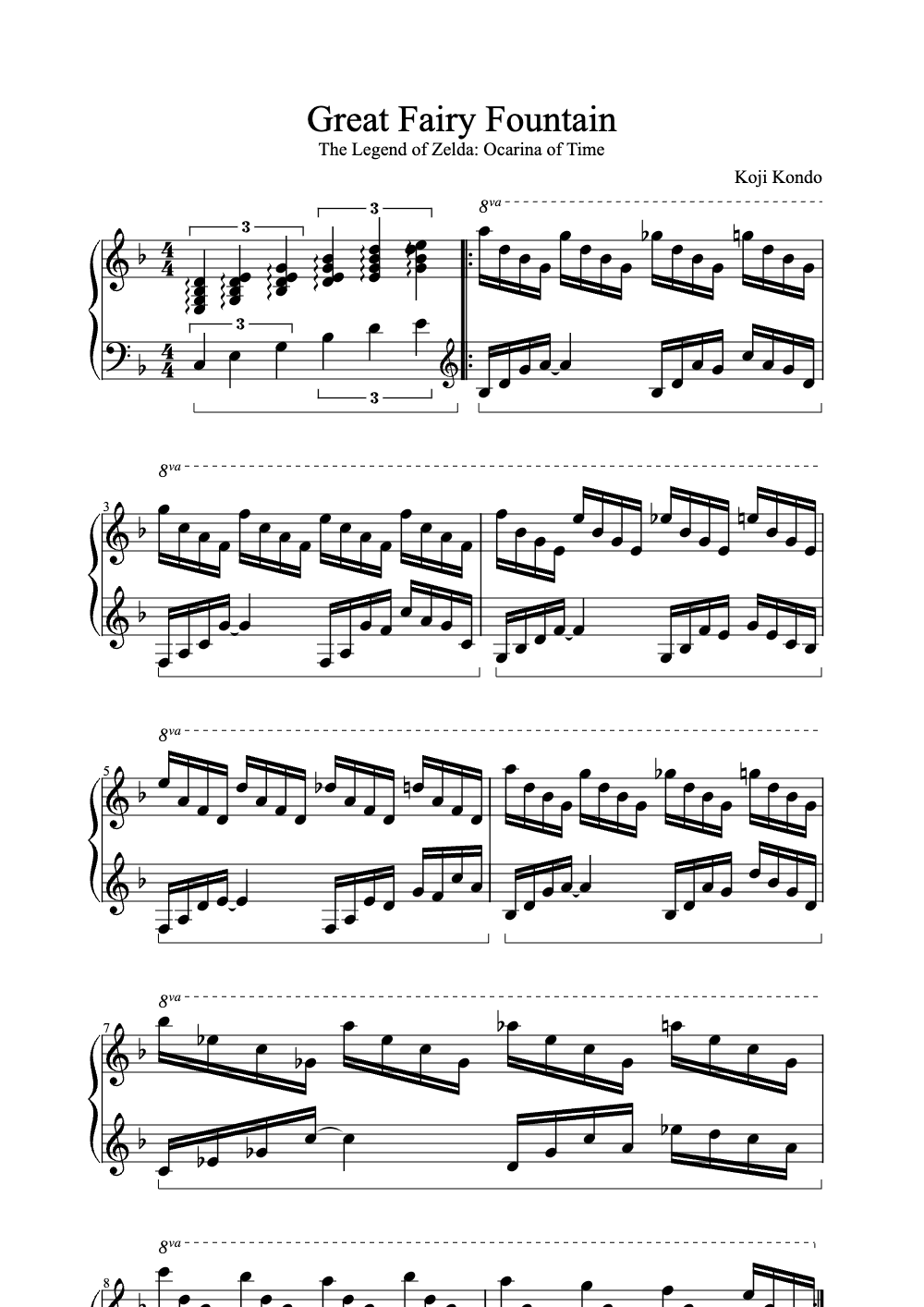 Sheet music preview for Great Fairy Fountain
