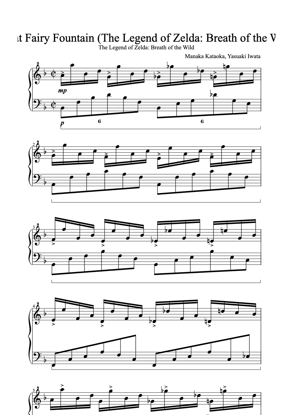 Sheet music preview for Great Fairy Fountain