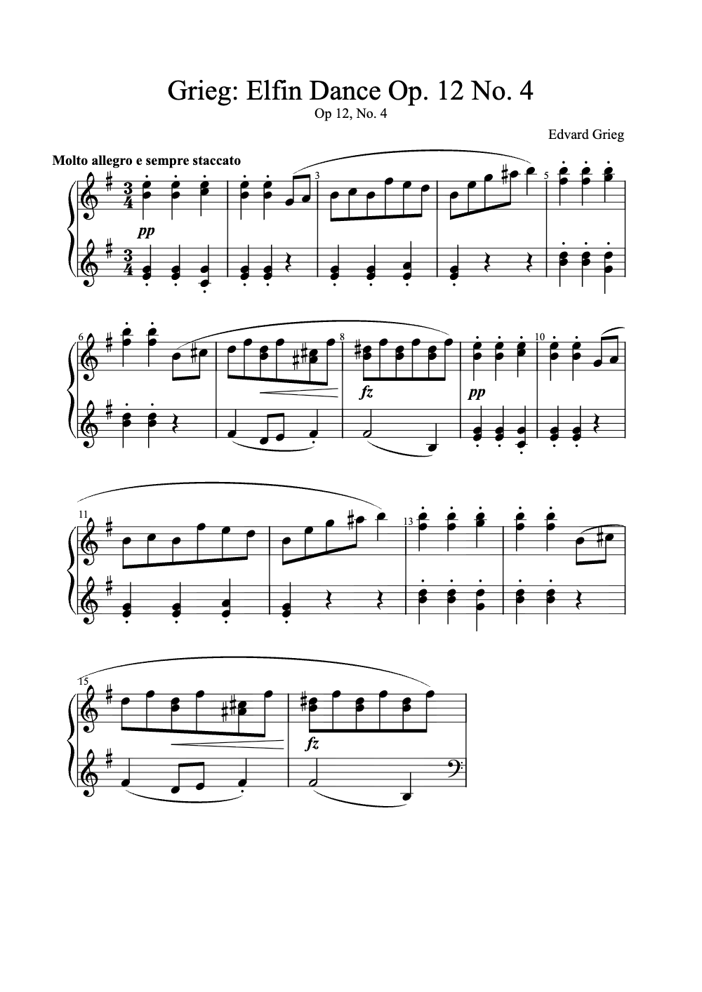 Sheet music preview for Elfin Dance