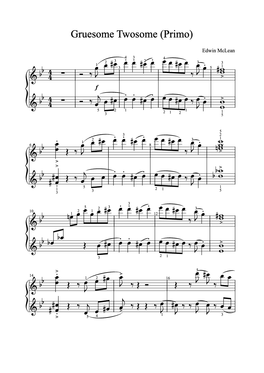 Sheet music preview for Gruesome Twosome