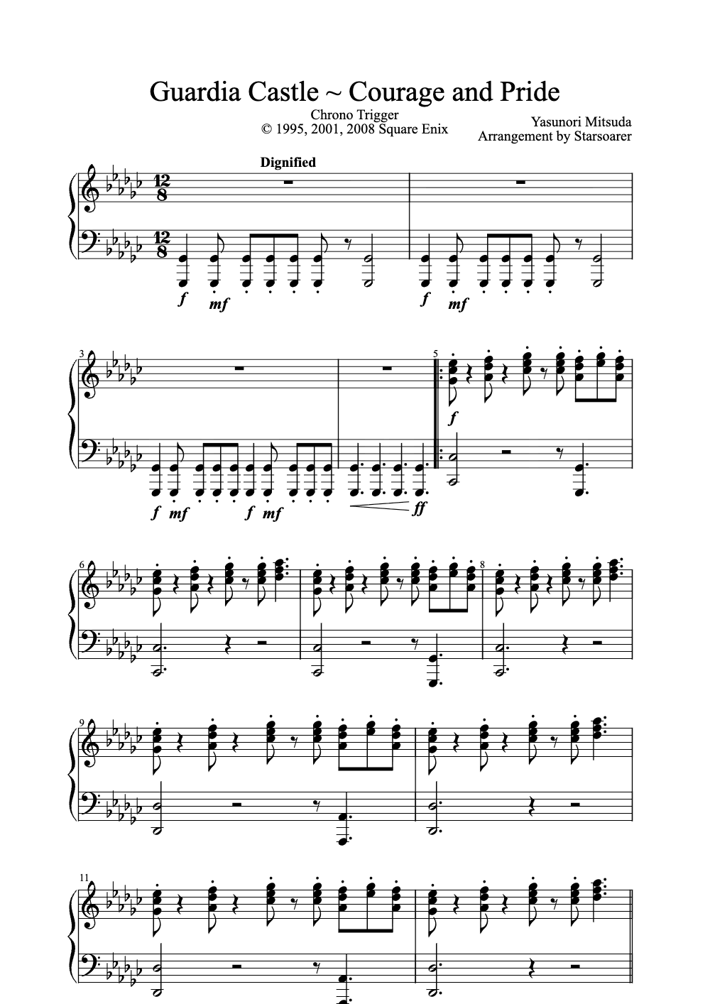 Sheet music preview for Guardia Castle ~ Courage and Pride