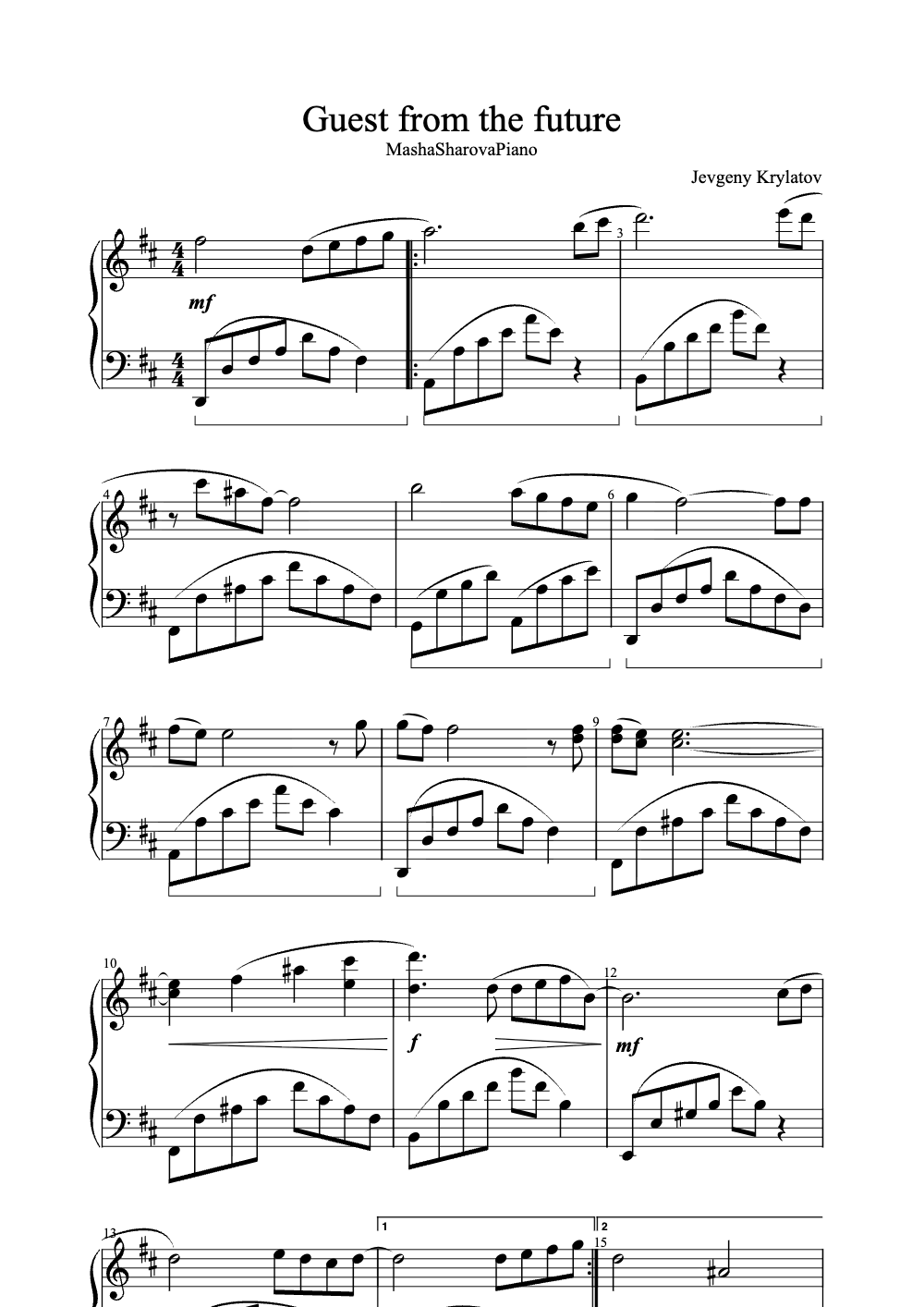 Sheet music preview for Guest from the Future