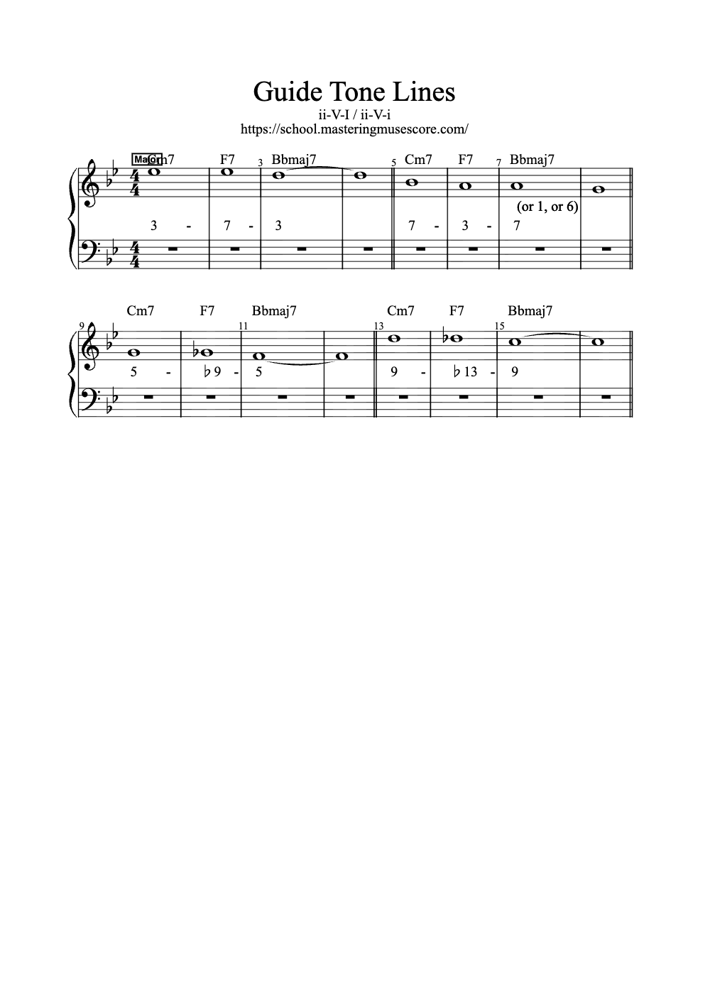 Sheet music preview for Guide Tone Lines