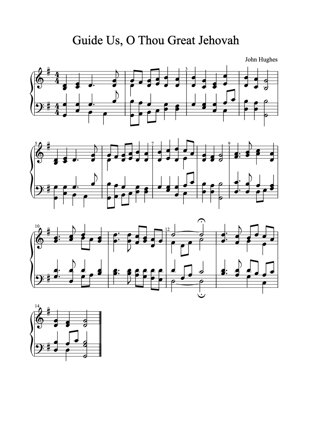 Sheet music preview for Guide Us, O Thou Great Jehovah