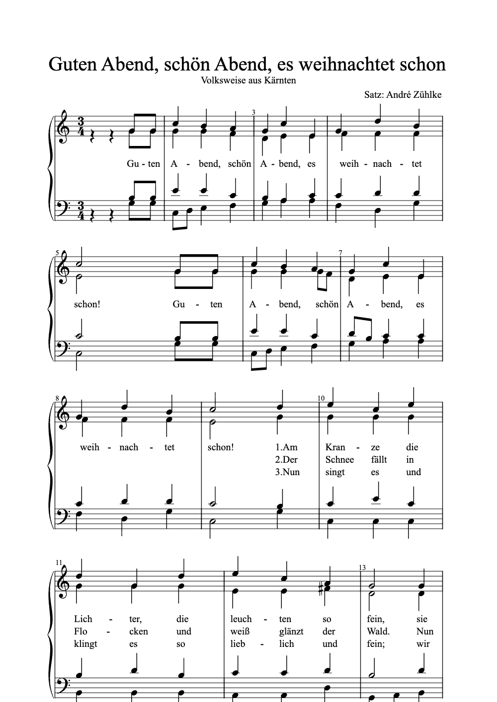 Sheet music preview for Guten Abend, Schön Abend, Es Weihnachtet Schon