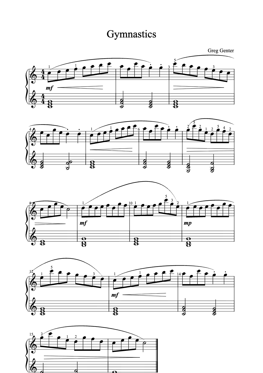 Sheet music preview for Gymnastics