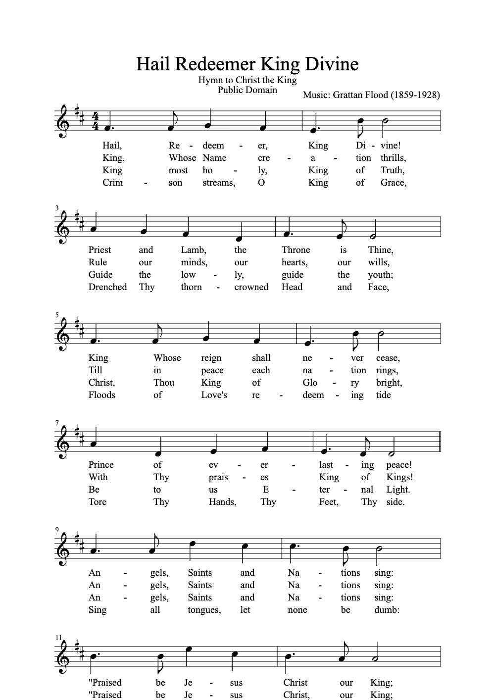 Sheet music preview for Hail Redeemer King Divine