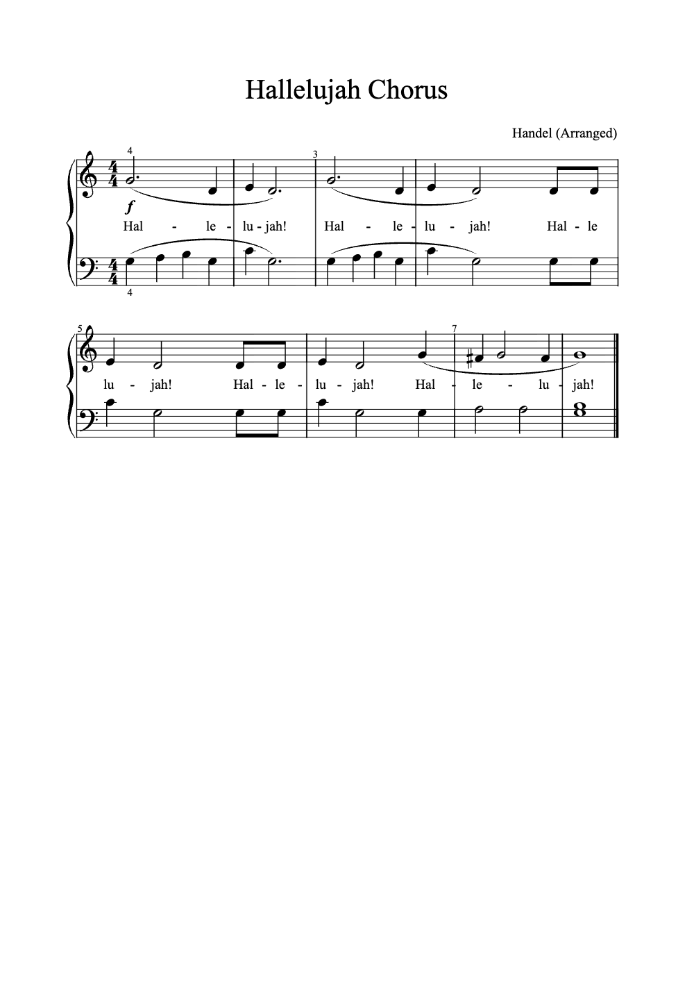 Sheet music preview for Hallelujah Chorus