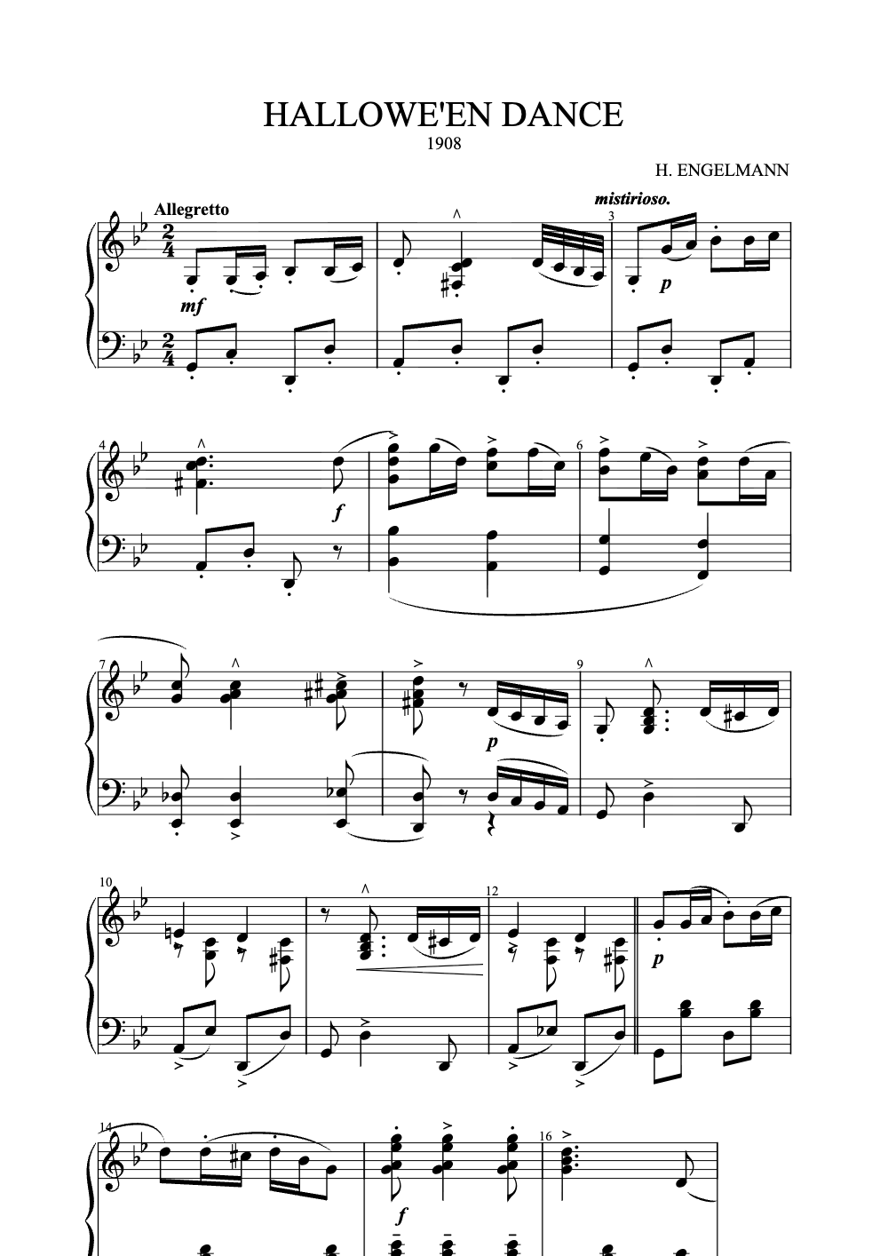 Sheet music preview for Hallowe'en Dance