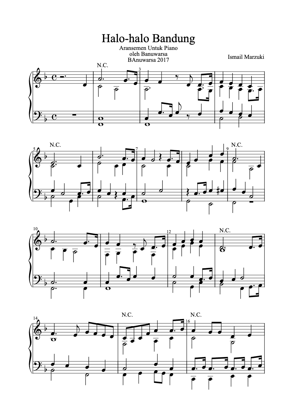 Sheet music preview for Halo-Halo Bandung