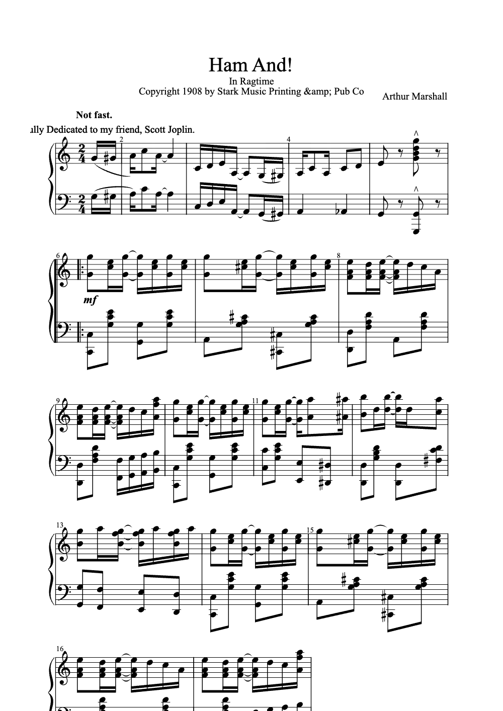 Sheet music preview for Ham and!
