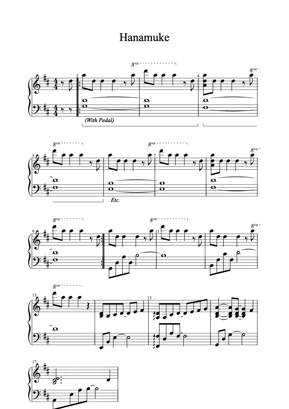 Sheet music preview for Hanamuke