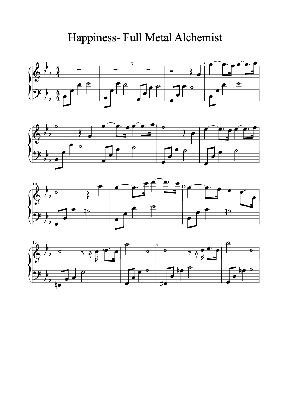 Sheet music preview for Happiness