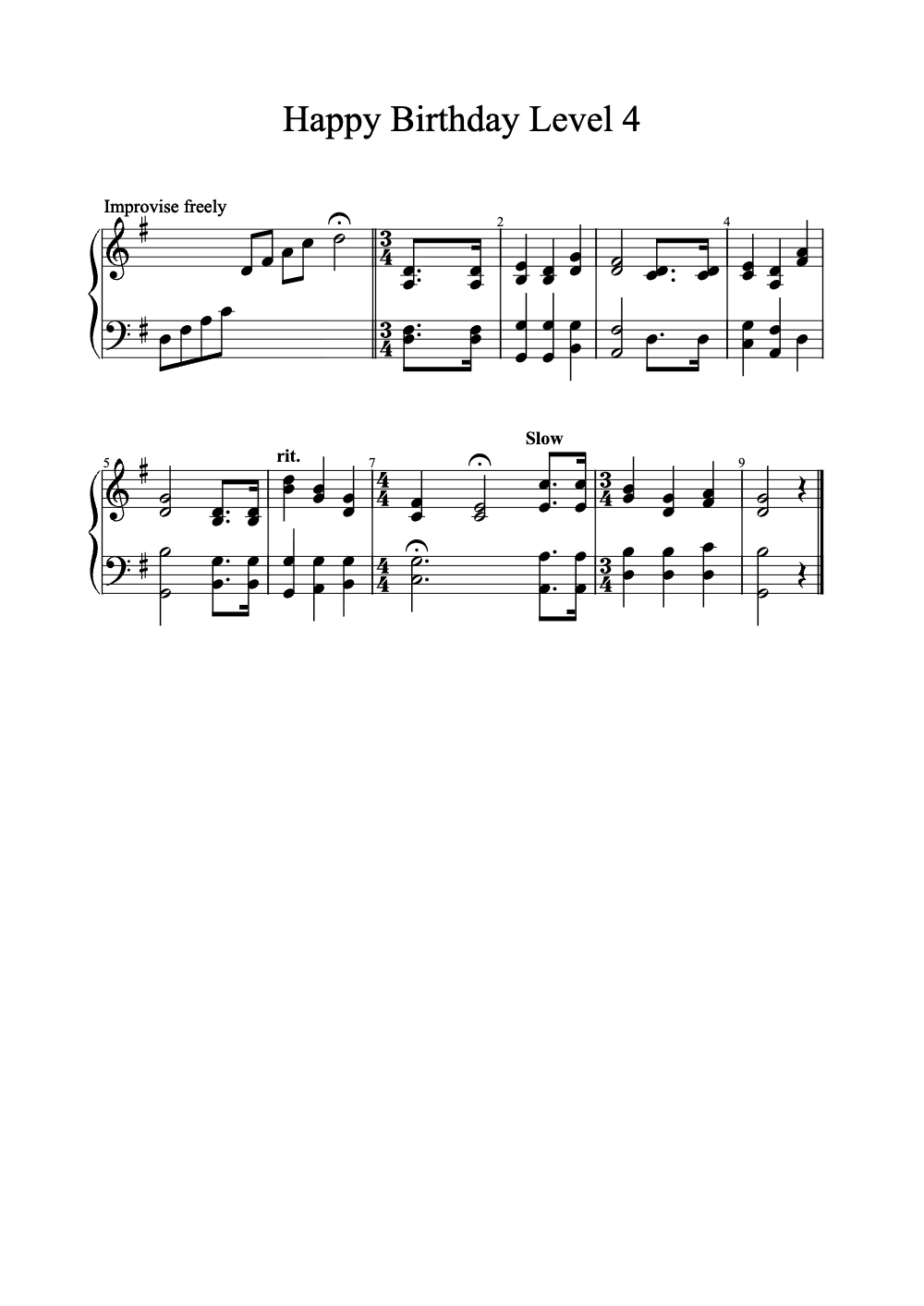 Sheet music preview for Happy Birthday