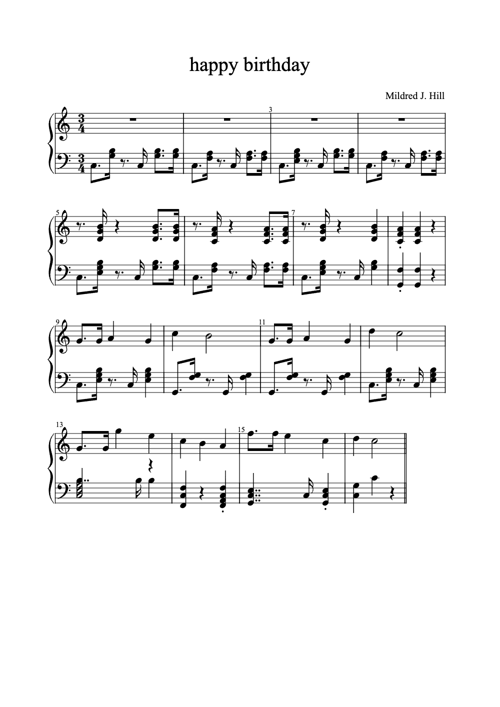 Sheet music preview for Happy Birthday