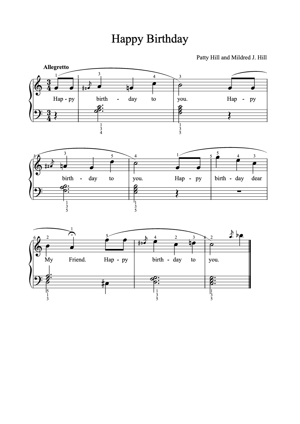 Sheet music preview for Happy Birthday