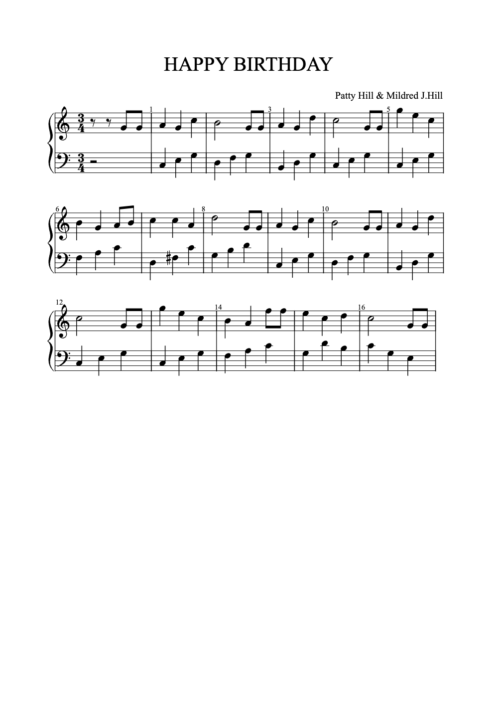 Sheet music preview for Happy Birthday