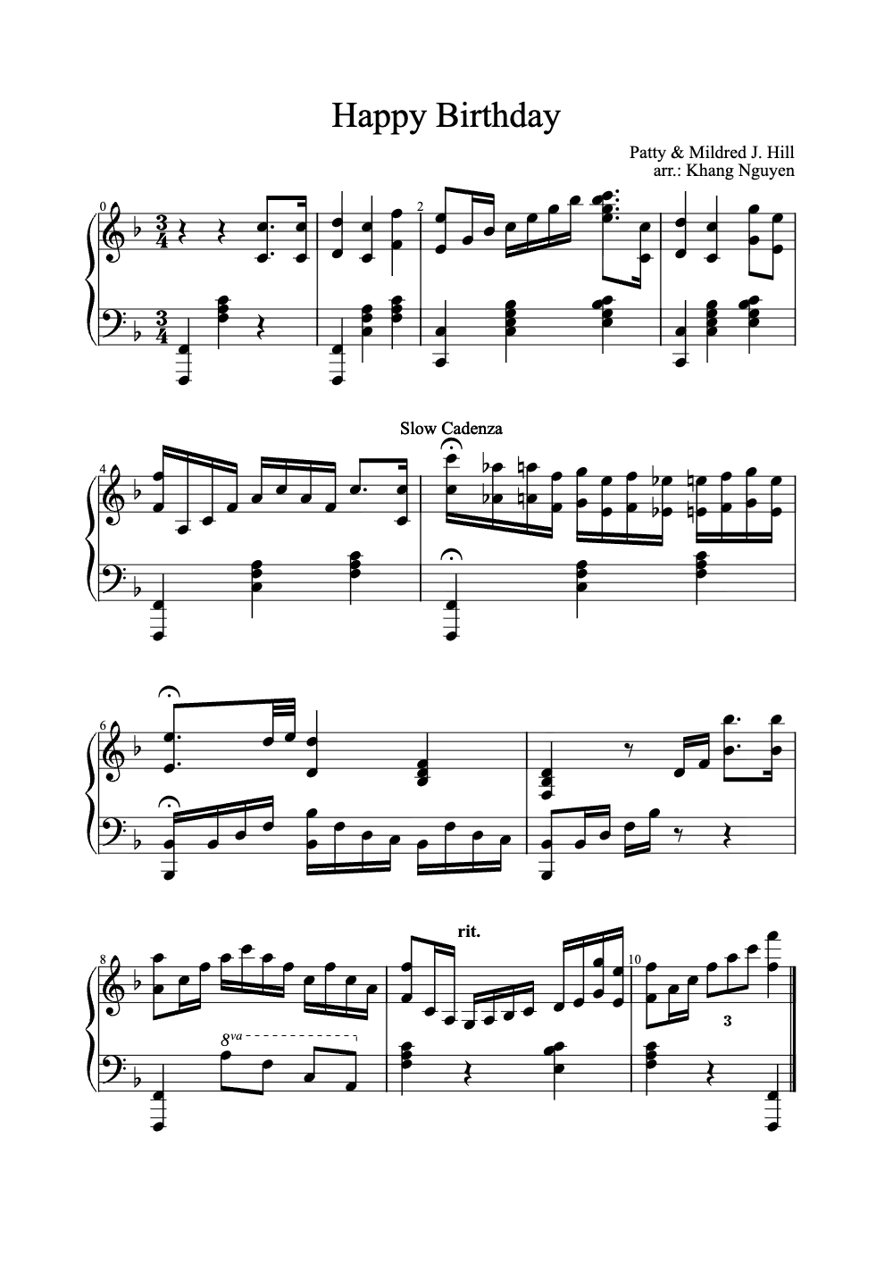 Sheet music preview for Happy Birthday