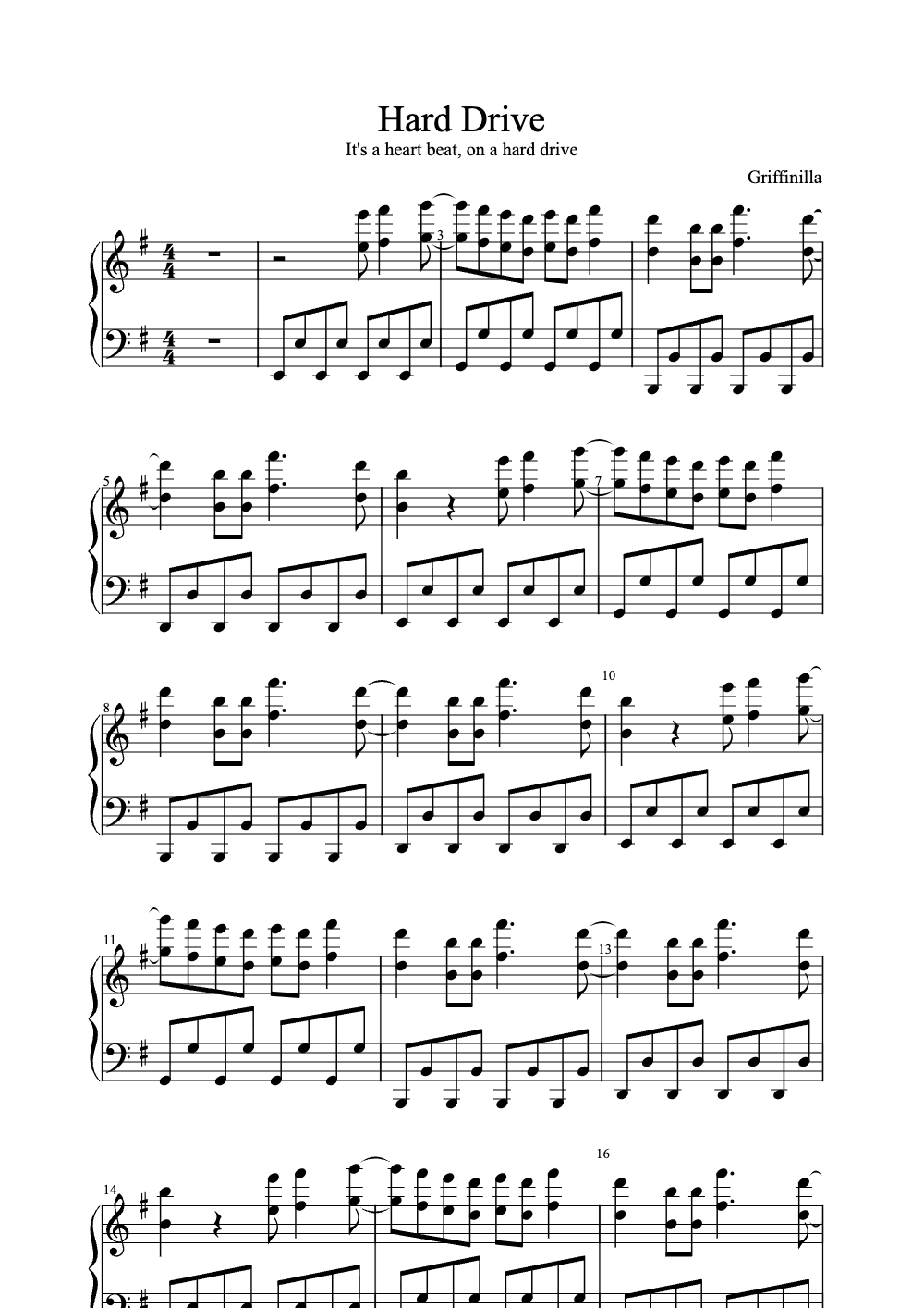 Sheet music preview for Hard Drive