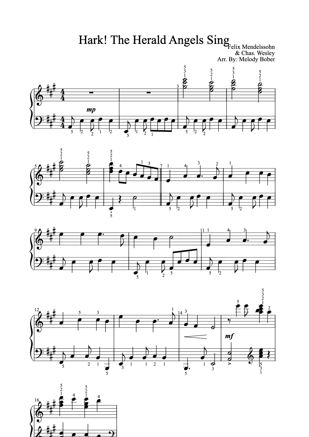 Sheet music preview for Hark! The Herald Angels Sing