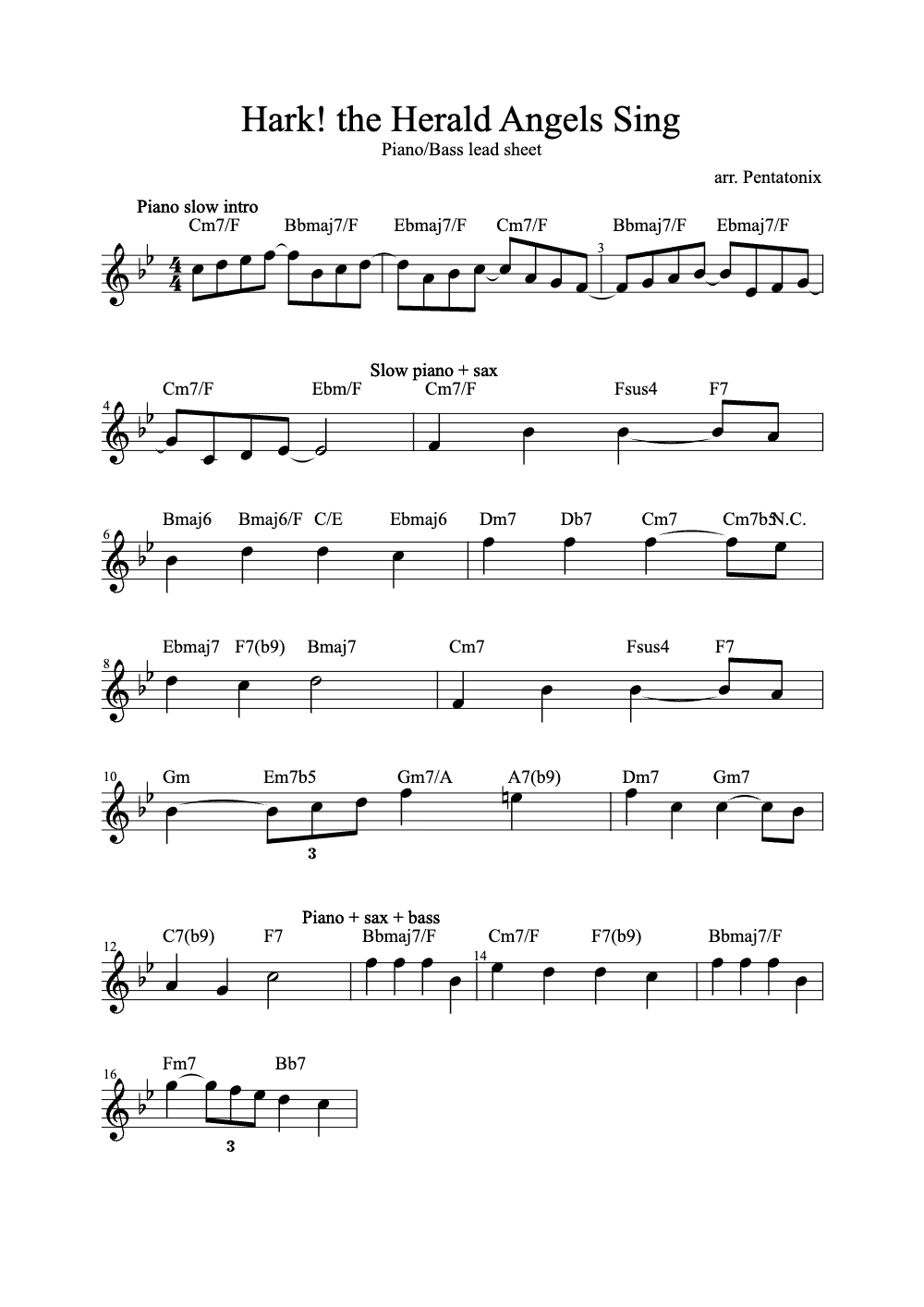 Sheet music preview for Hark! The Herald Angels Sing