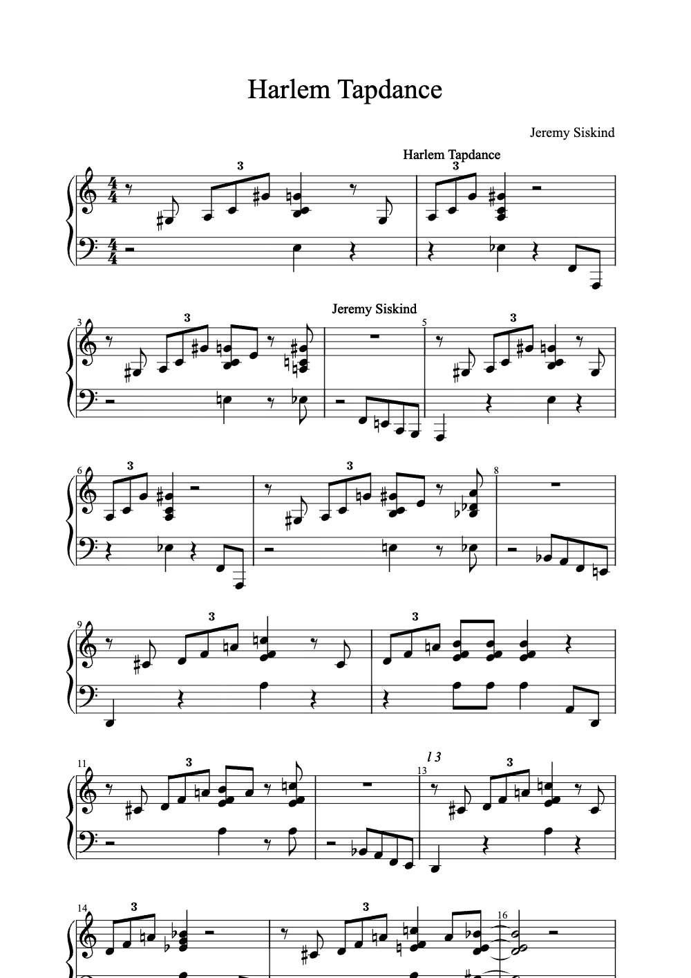 Sheet music preview for Harlem Tapdance