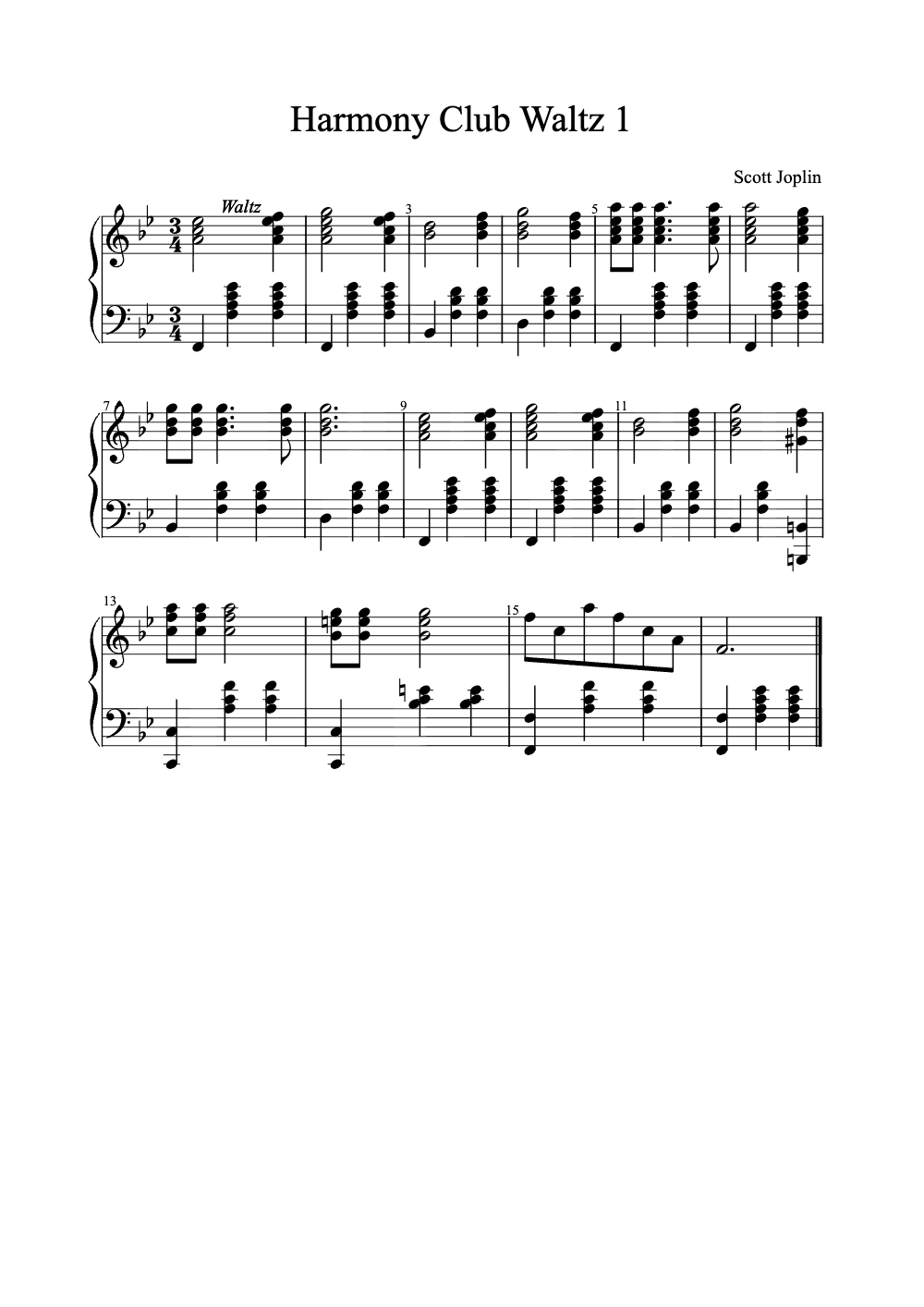 Sheet music preview for Harmony Club Waltz No. 1