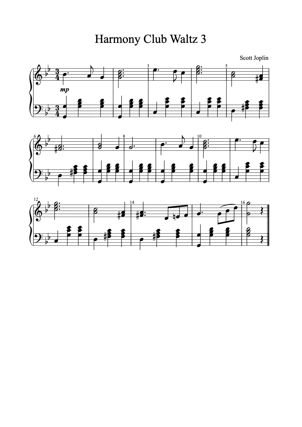 Sheet music preview for Harmony Club Waltz No. 3
