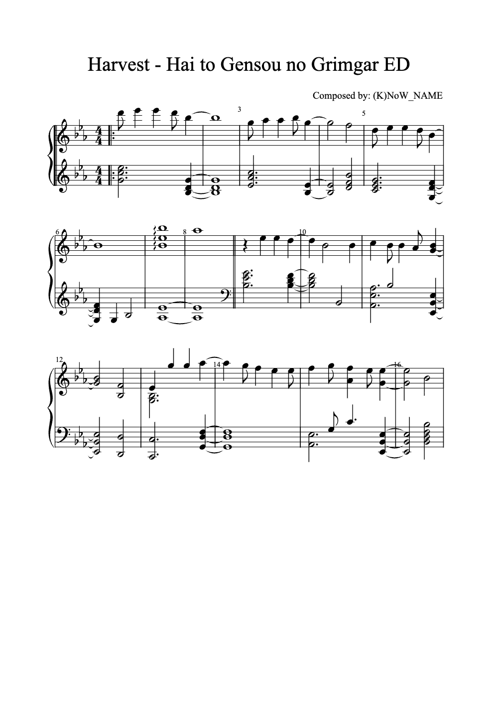 Sheet music preview for Harvest
