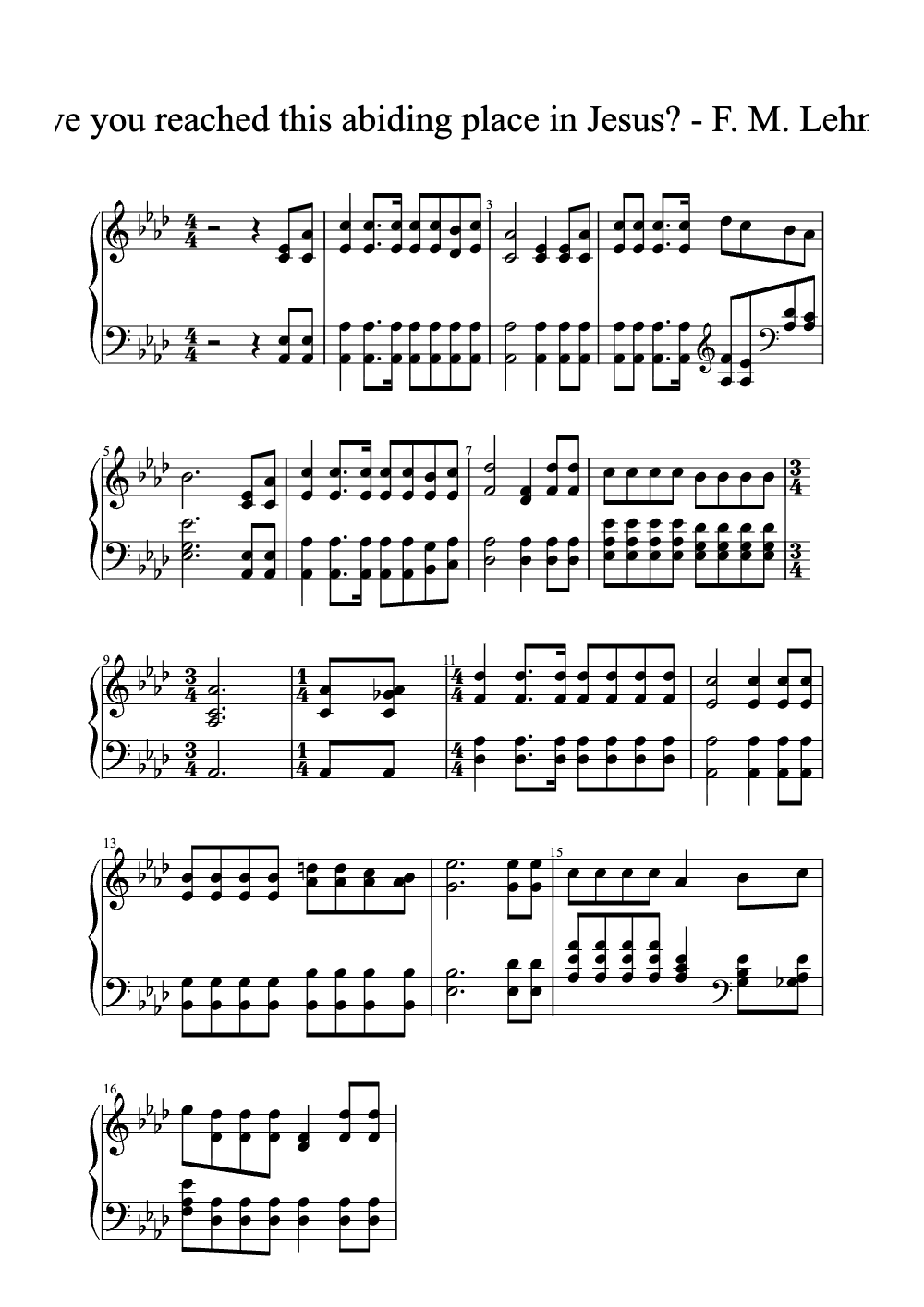 Sheet music preview for Have You Reached This Abiding Place in Jesus?