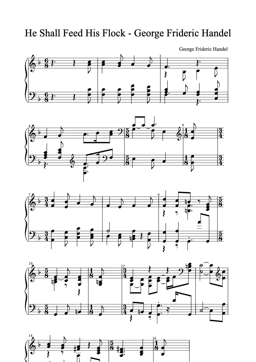 Sheet music preview for He Shall Feed His Flock