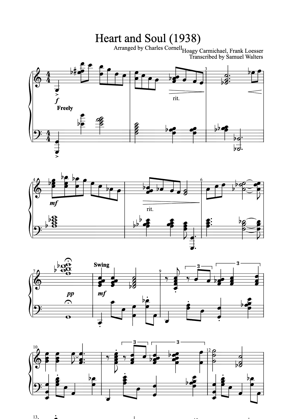 Sheet music preview for Heart and Soul