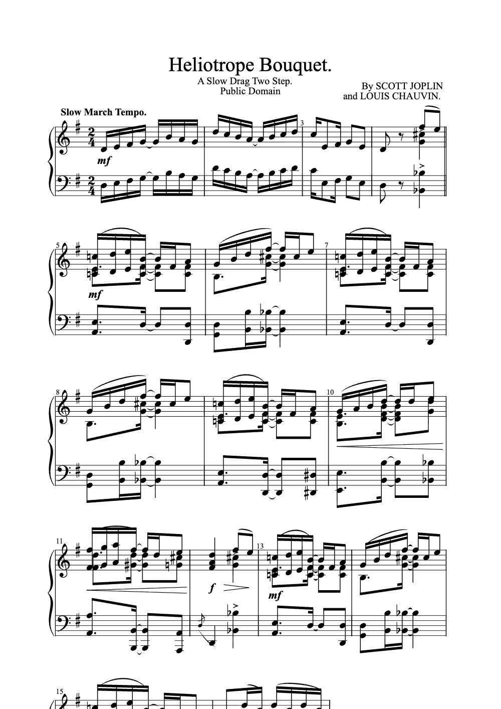 Sheet music preview for Heliotrope Bouquet