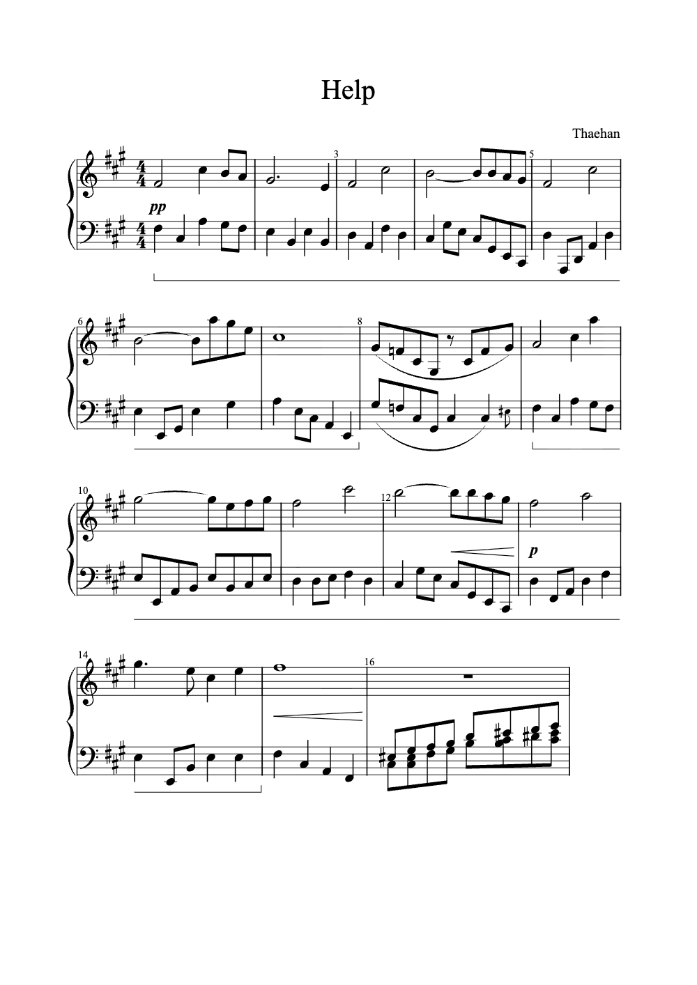 Sheet music preview for Help