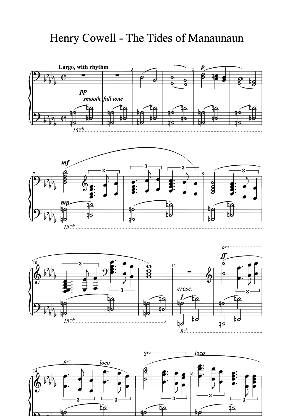 Sheet music preview for The Tides of Manaunaun