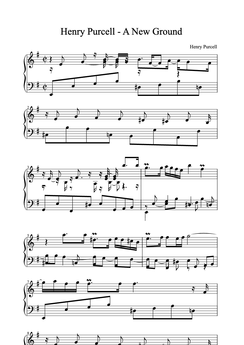 Sheet music preview for A New Ground