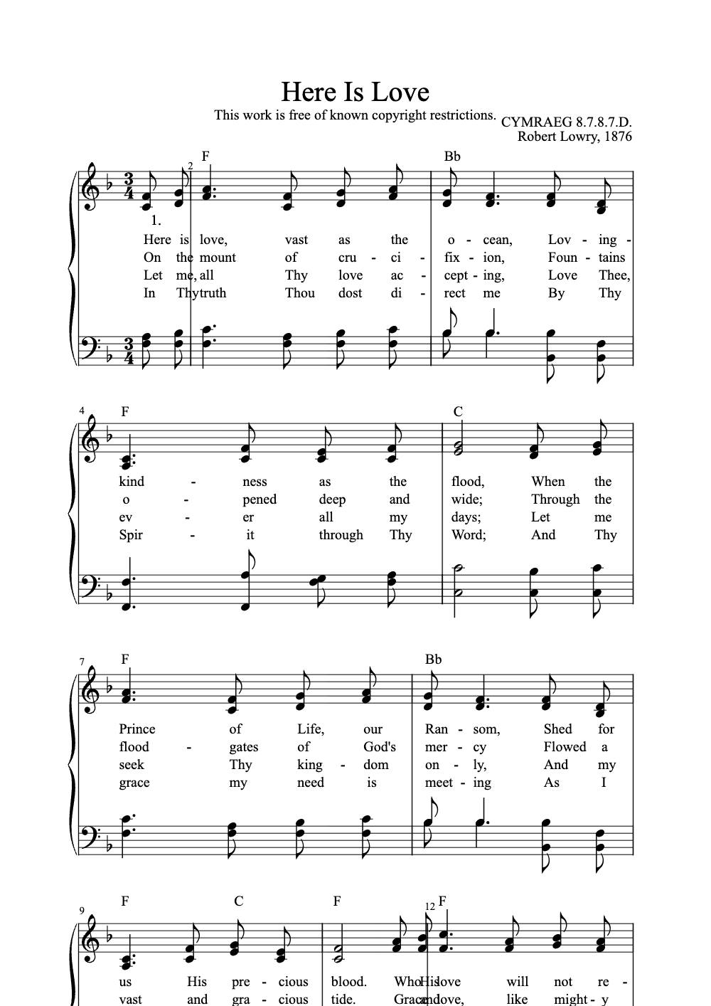Sheet music preview for Here Is Love