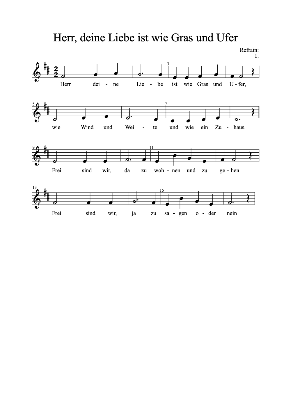 Sheet music preview for Herr, Deine Liebe Ist Wie Gras Und Ufer
