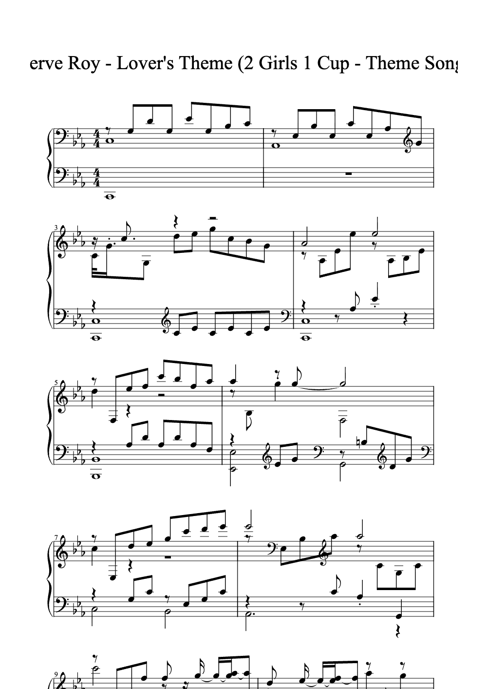 Sheet music preview for Lover's Theme
