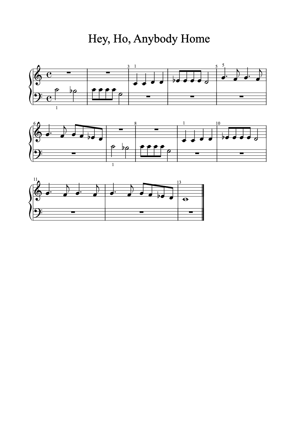 Sheet music preview for Hey, Ho, Anybody Home