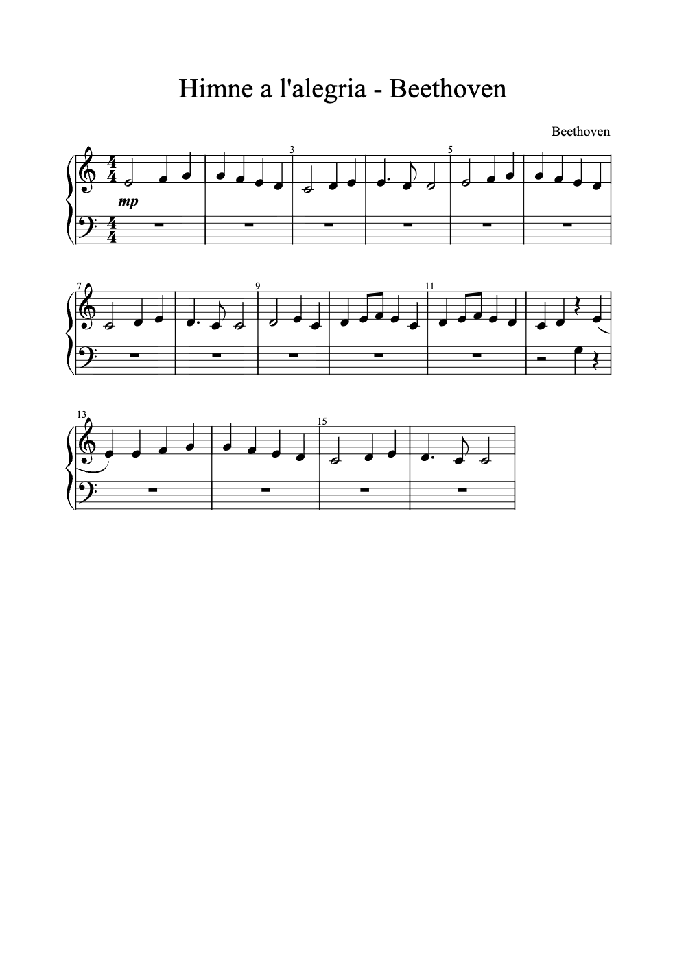 Sheet music preview for Himne A L'Allegria