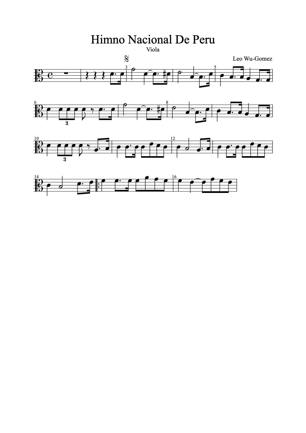 Sheet music preview for Himno Nacional de Perú