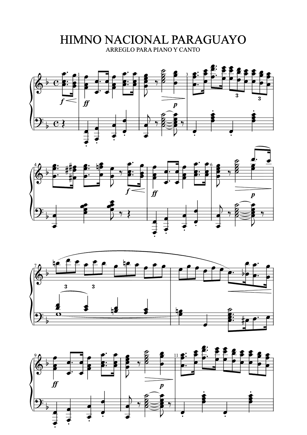 Sheet music preview for Himno Nacional Paraguayo